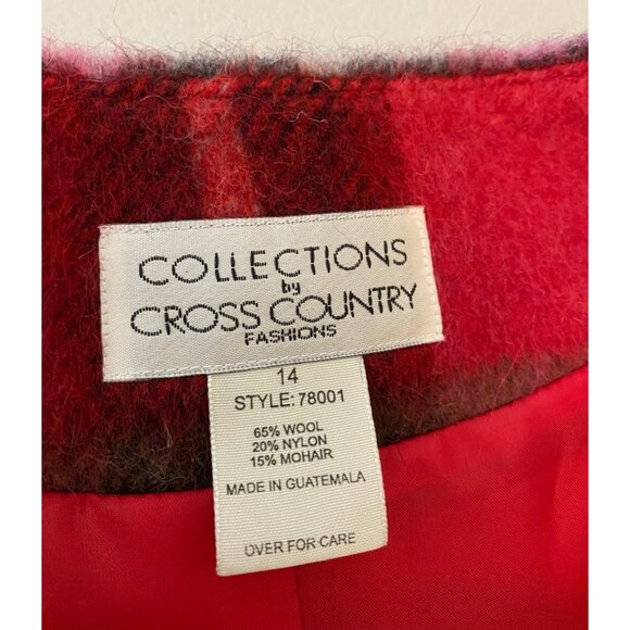 NWT Red Plaid Wool & Mohair Jacket Blazer By Cross Country Fashions Size 14 - Picture 3 of 10